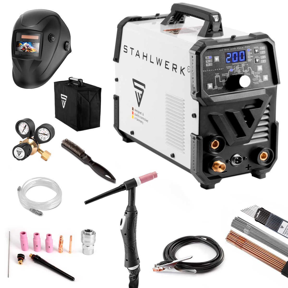 STAHLWERK Combinatielasapparaat DC TIG 200 Pulse Pro Volledige uitrusting 2 in 1