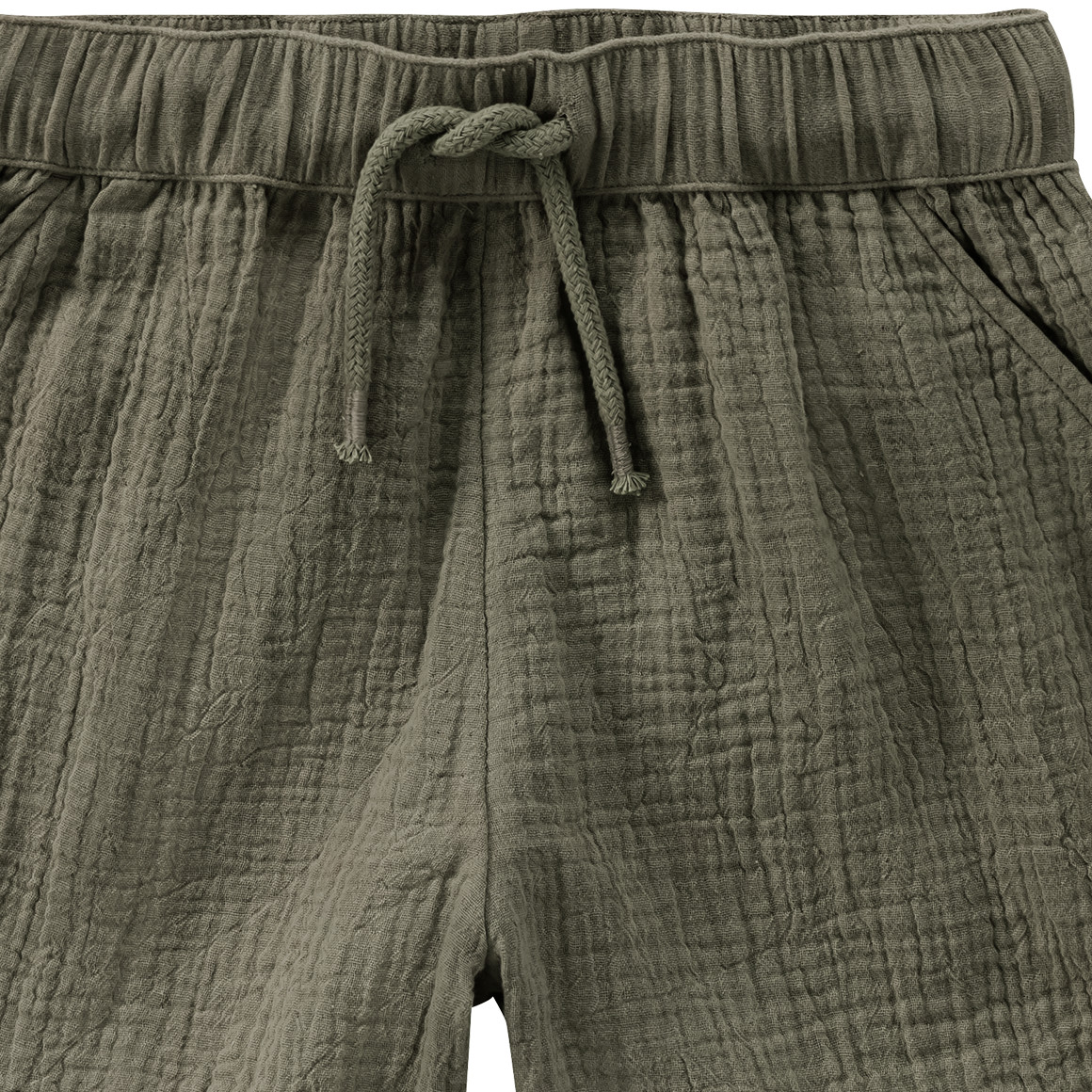 Topolino Pure Collection Kinder Musselin-Shorts mit Elastikbund dunkeloliv