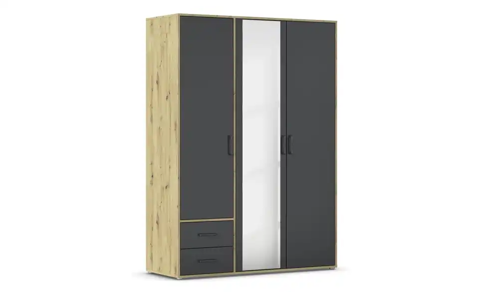 Drehtürenschrank Absetzung: Eiche Artisan 140 cm 3 Stück