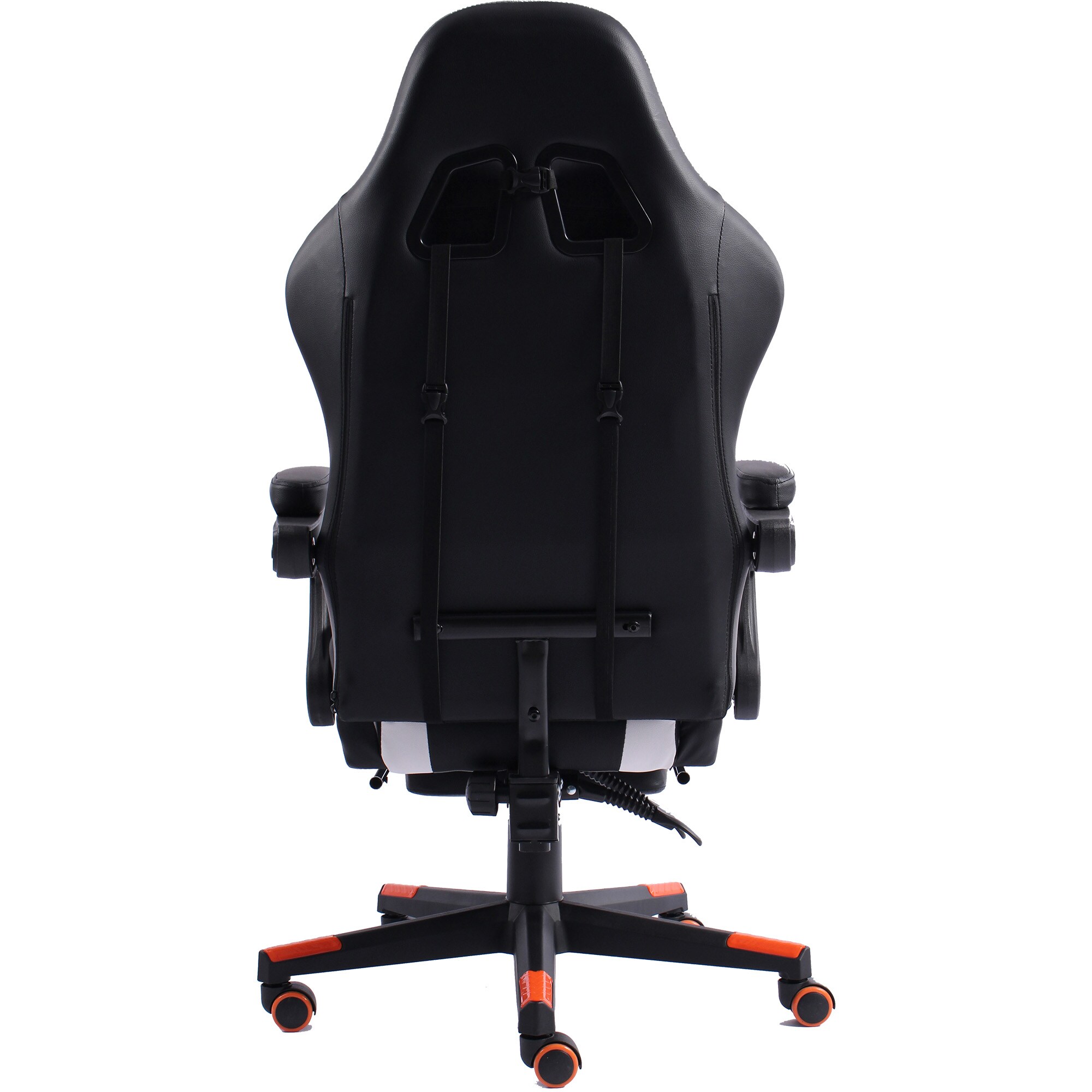 Gaming Chair im Racing-Design mit flexiblen gepolsterten Armlehnen - ergonomischer PC Gaming Stuhl in Lederoptik - Gaming Schreibtischstuhl mit ausziehbarer Fußstütze und extra Stützkissen
