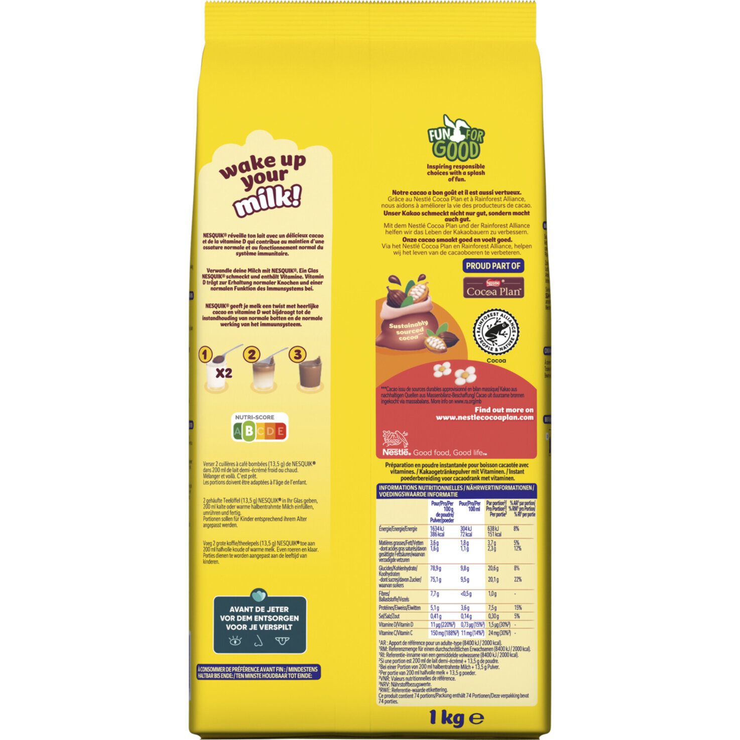 Nesquik Kakaogetränkepulver mit Vitaminen – Refill-Beutel