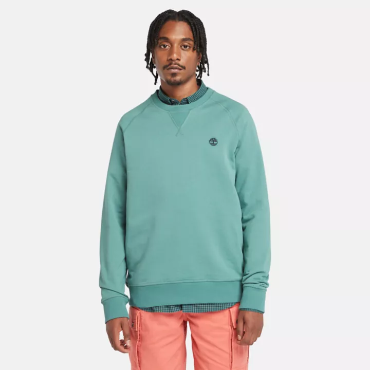 Sweat à col rond et envers bouclé Exeter pour homme en bleu sarcelle