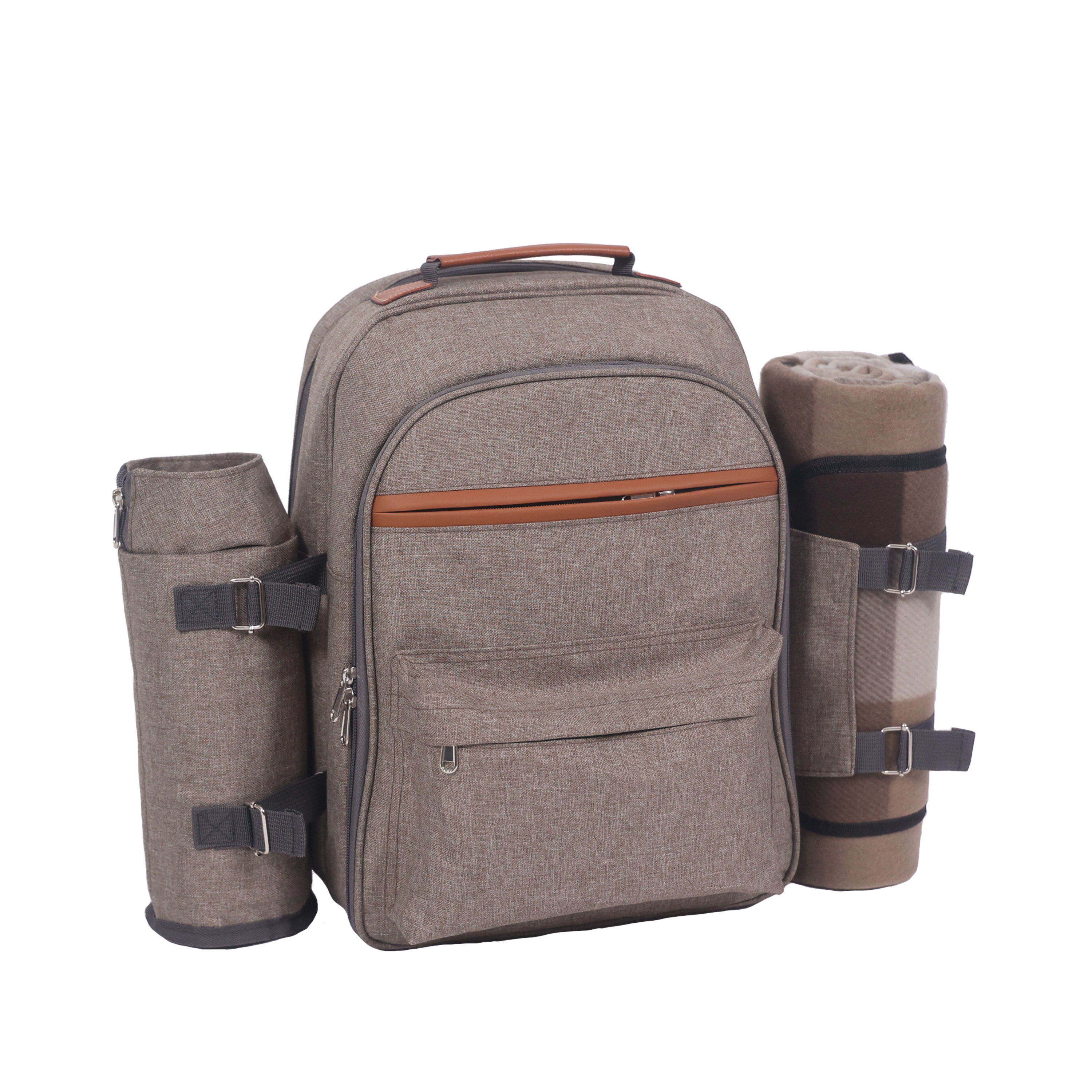 Picknick Rucksack Set für 4 Personen braun