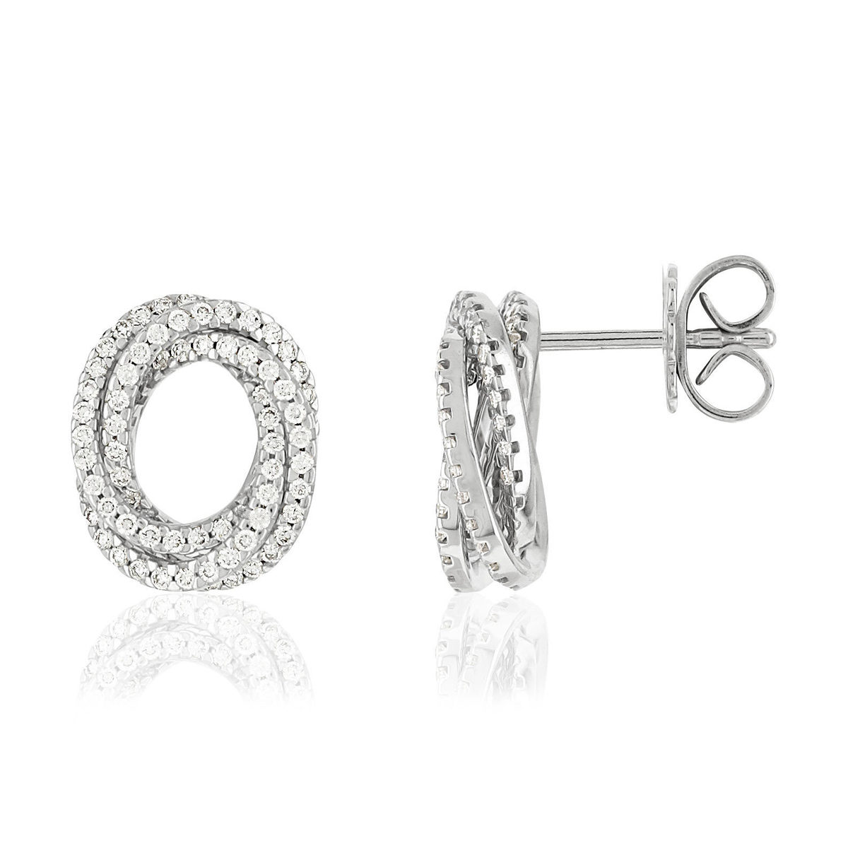 Boucles d'oreilles or blanc 750 diamants