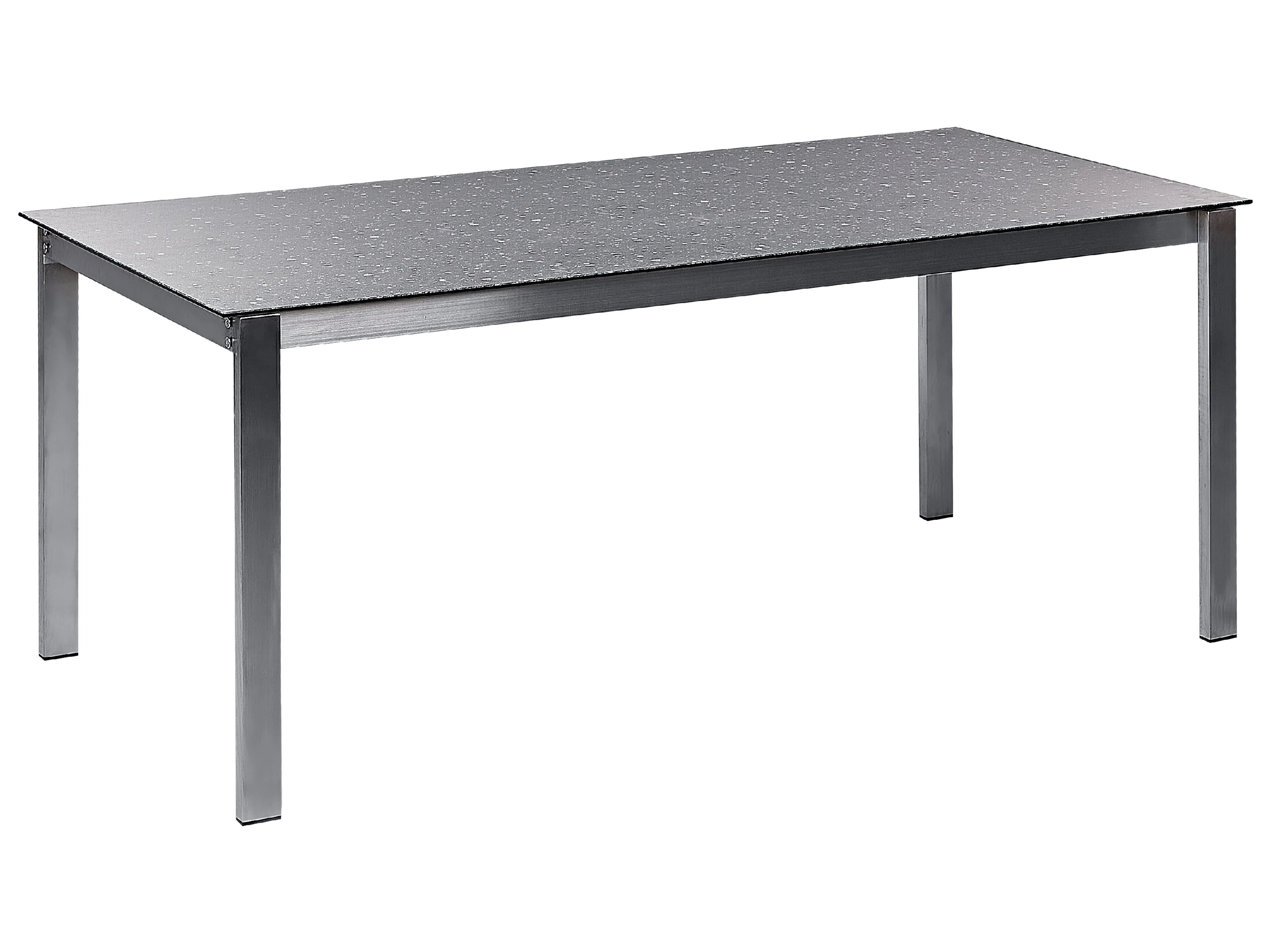 Tuinset 4-zits COSOLETO/GROSSETO Veiligheidsglas Granieteffect Zwart