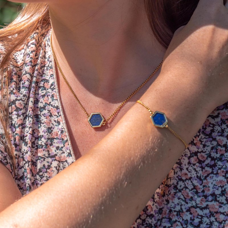 Collier et bracelet Hexalia en pierres Lapis-lazuli