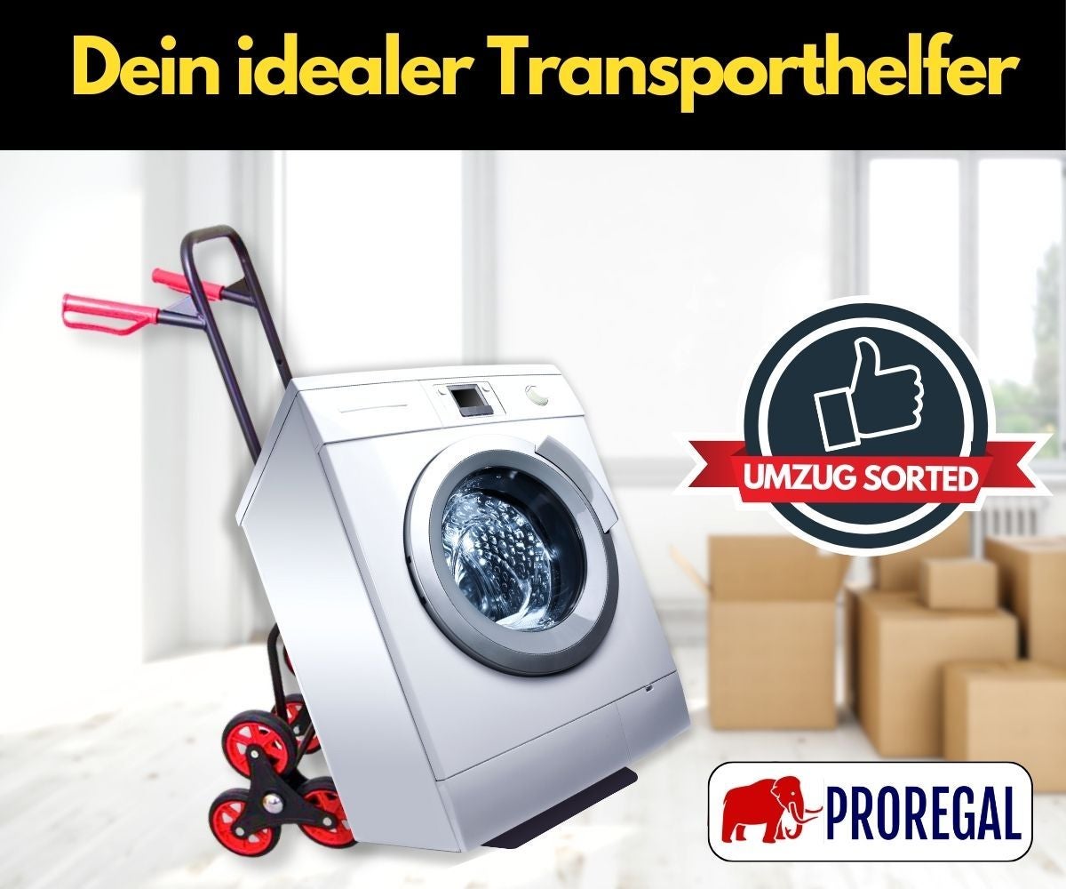 PROREGAL Opvouwbare Professionele Trapklimmer TAURUS 150 HxBxD 110 x 45 x 61 cm Draagvermogen 150 kg Stalen frame Ergonomische handgrepen TPR rubberen wielen Rood-Zwart