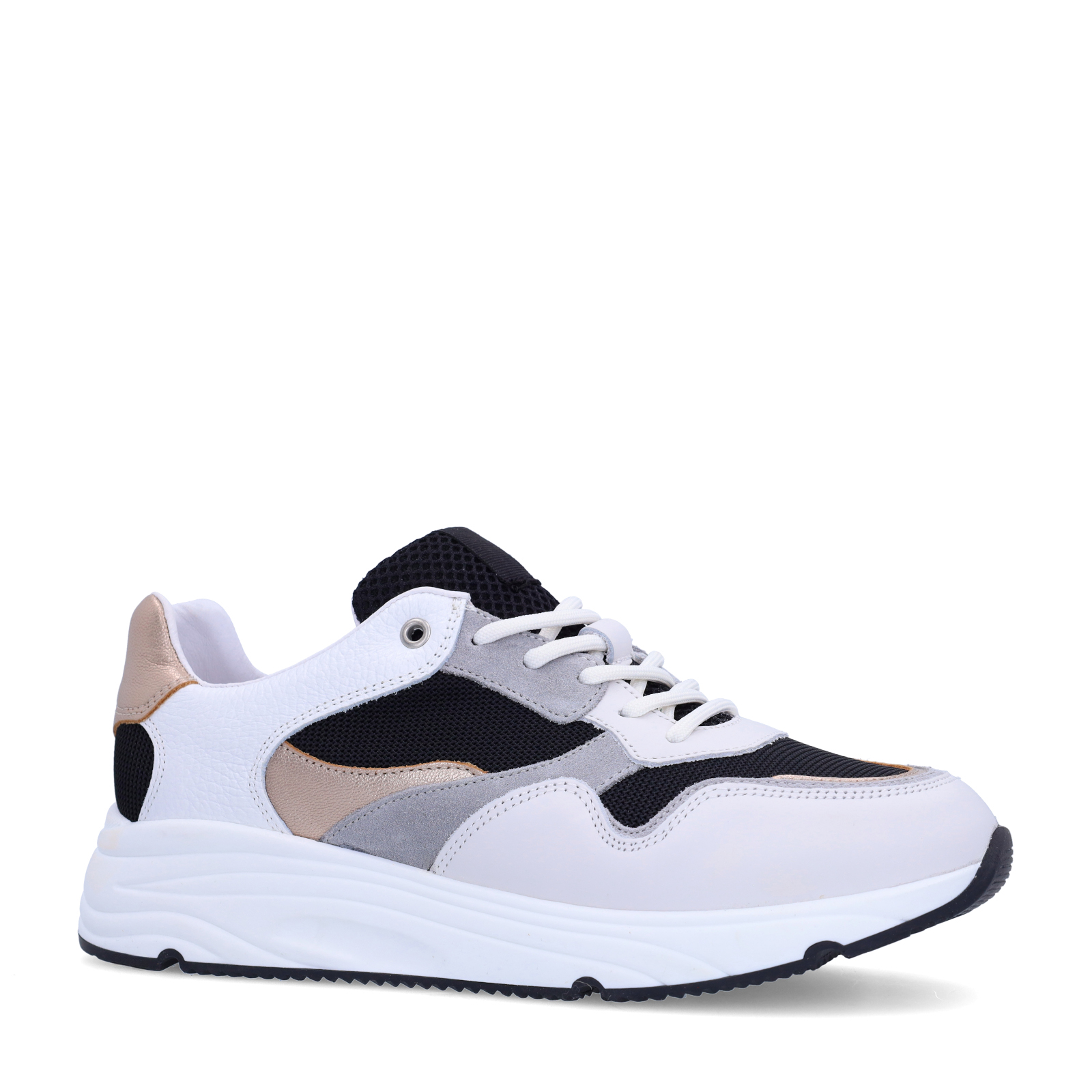 Witte leren sneakers met zilveren details