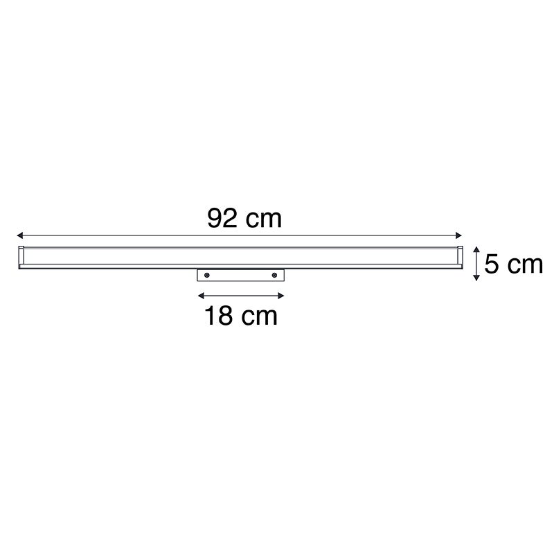 Moderne badkamerwandlamp, staal, 92 cm, IP44 - Cascada