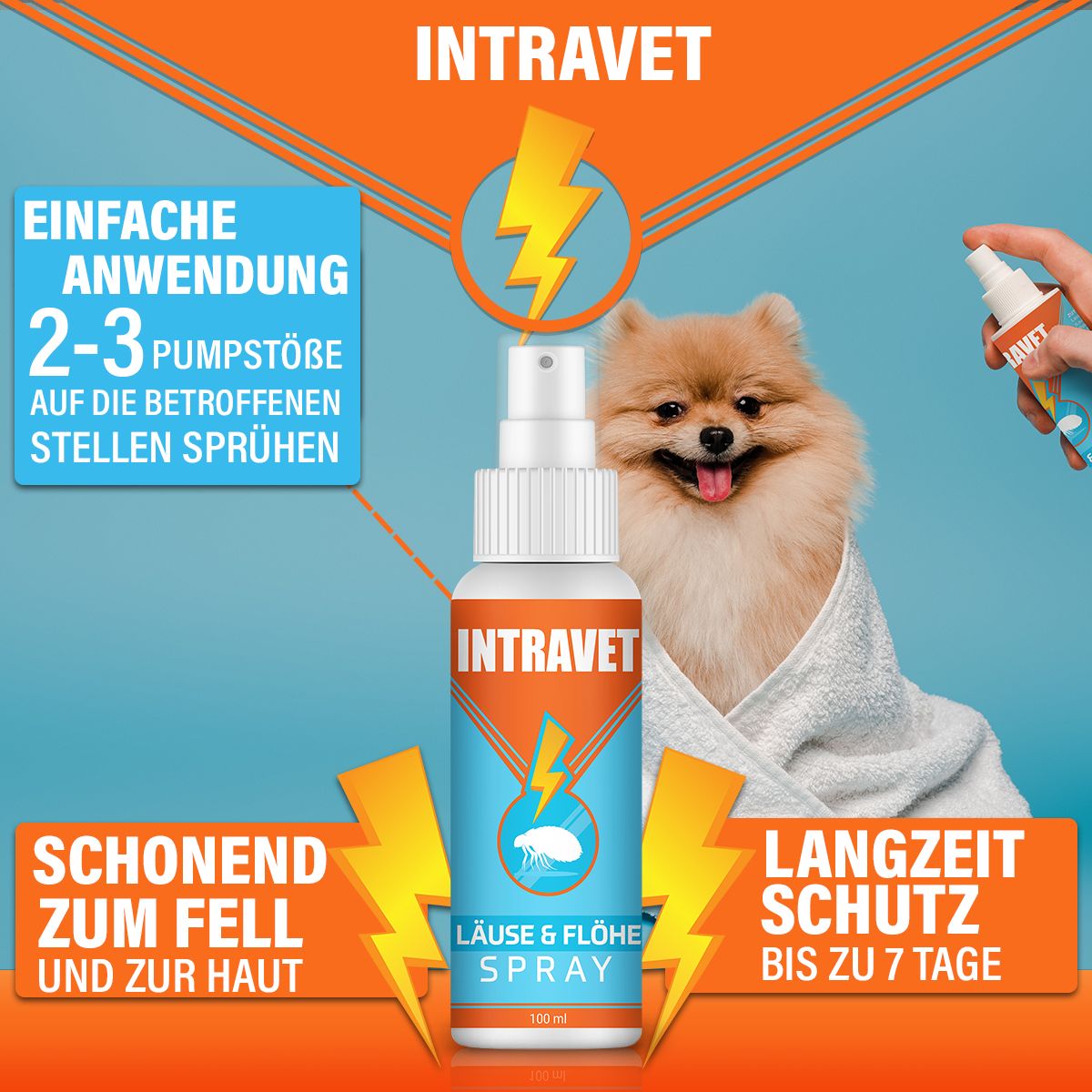 Saint Nutrition® Intravet | Läuse & Flöhe Spray | Hund & Katze