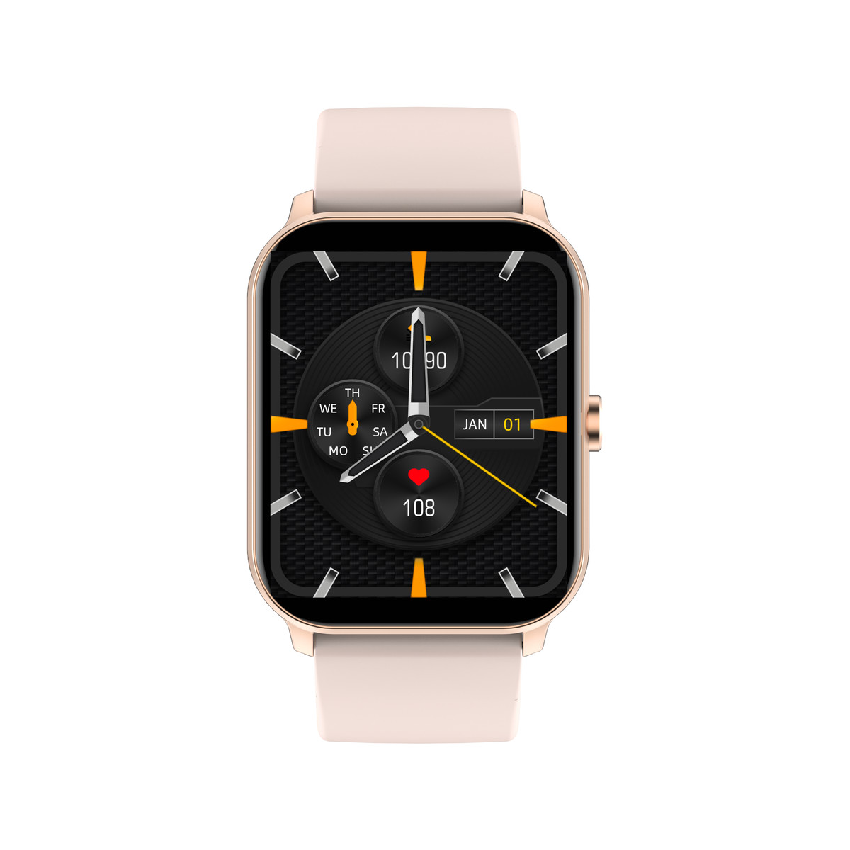 Montre SMARTY 2.0 team mixte connecté métal doré rose bracelet silicone rose