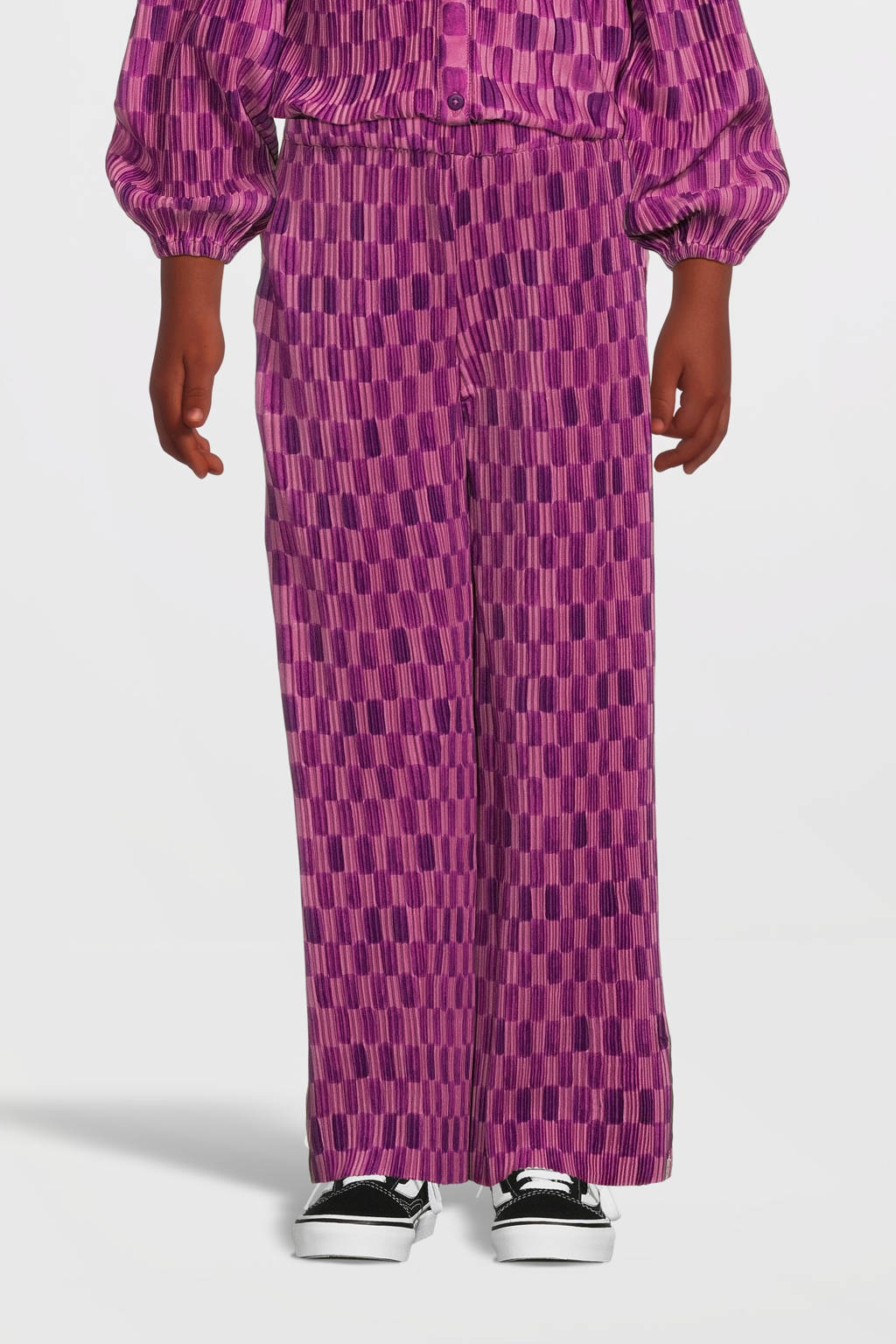 Your Wishes geruite wide leg broek paars/roze