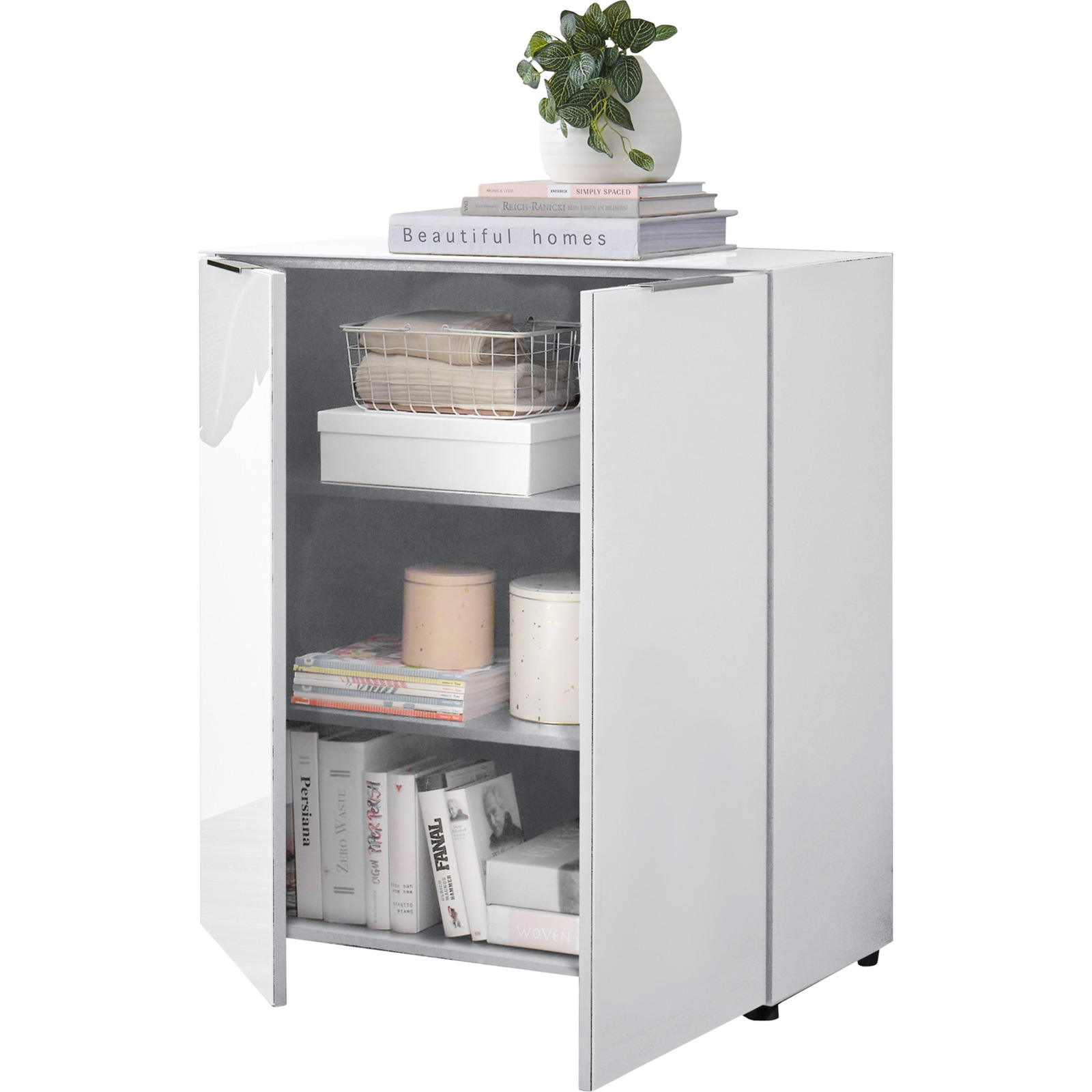 Kommode Santo, Spanplatte Glas weiss, 90 x 99 x 40 cm