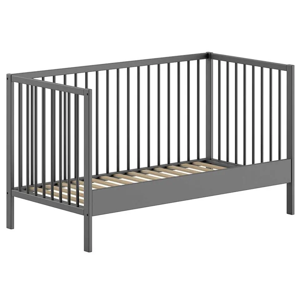 Peuterbed Dino 70x140cm - verstelbaar - antraciet dennenhout