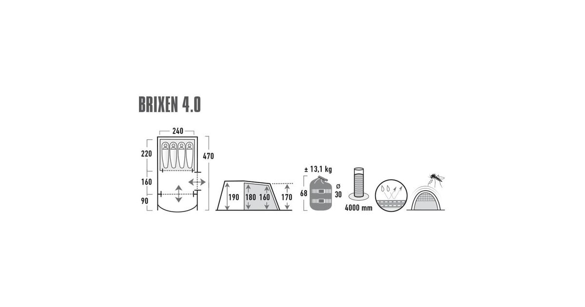 High PeakBrixen 4.0 tent  (Grijs/groen)