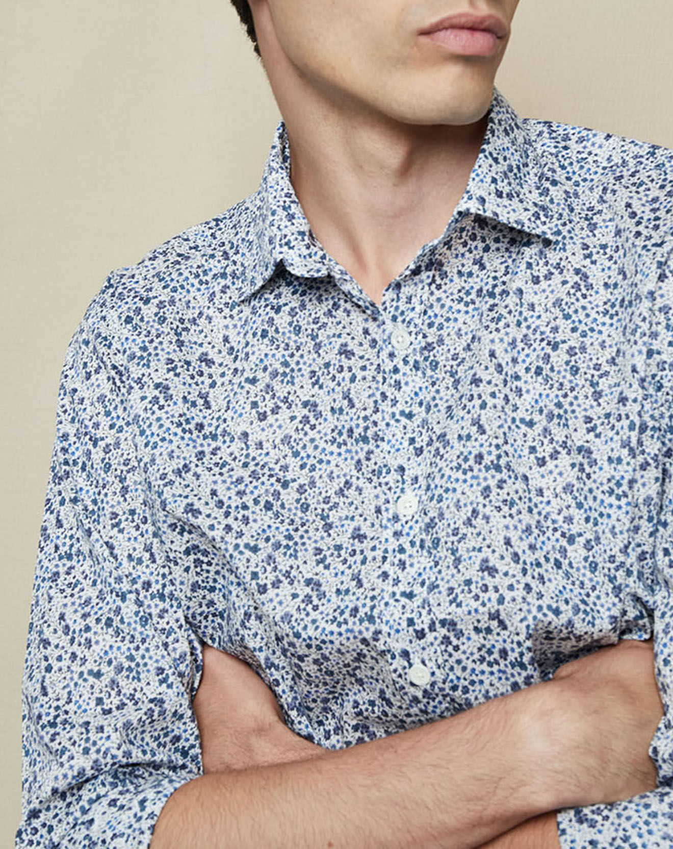 Hartford Chemise Slim Sammy à fleurs blanc/bleu/marine