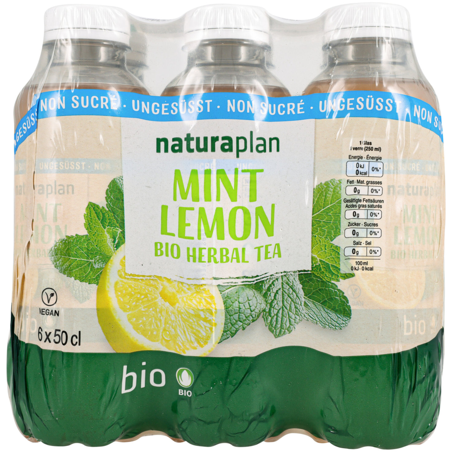 Naturaplan Mint Lemon Bio Herbal Tea ungesüsst 6x50CL -300cl