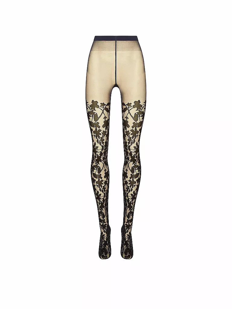 WOLFORD Modestrumpfhose GRAPHIC FLOWER  Deep Night/Black  schwarz