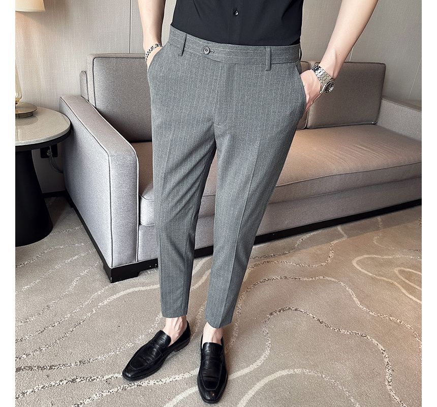Lefitt - Gestreepte taps toelopende cropped pantalon