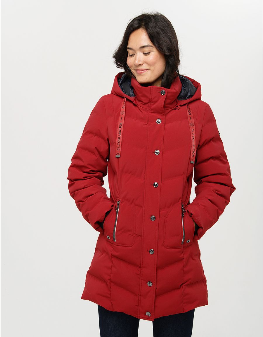 Doudoune longue rouge