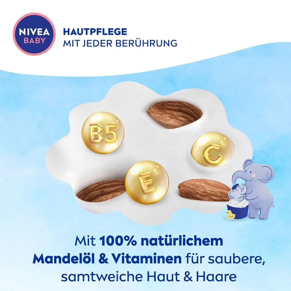 (500ml) Bad & Shampoo Kopf bis Fuss Baby Pflege Duschgel mit Mandelöl / Vitamine (80512)