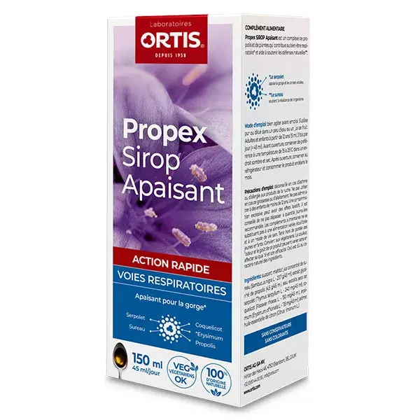Xarope calmante Ortis Propex para aliviar as vias respiratórias e fortalecer as defesas naturais 150ml