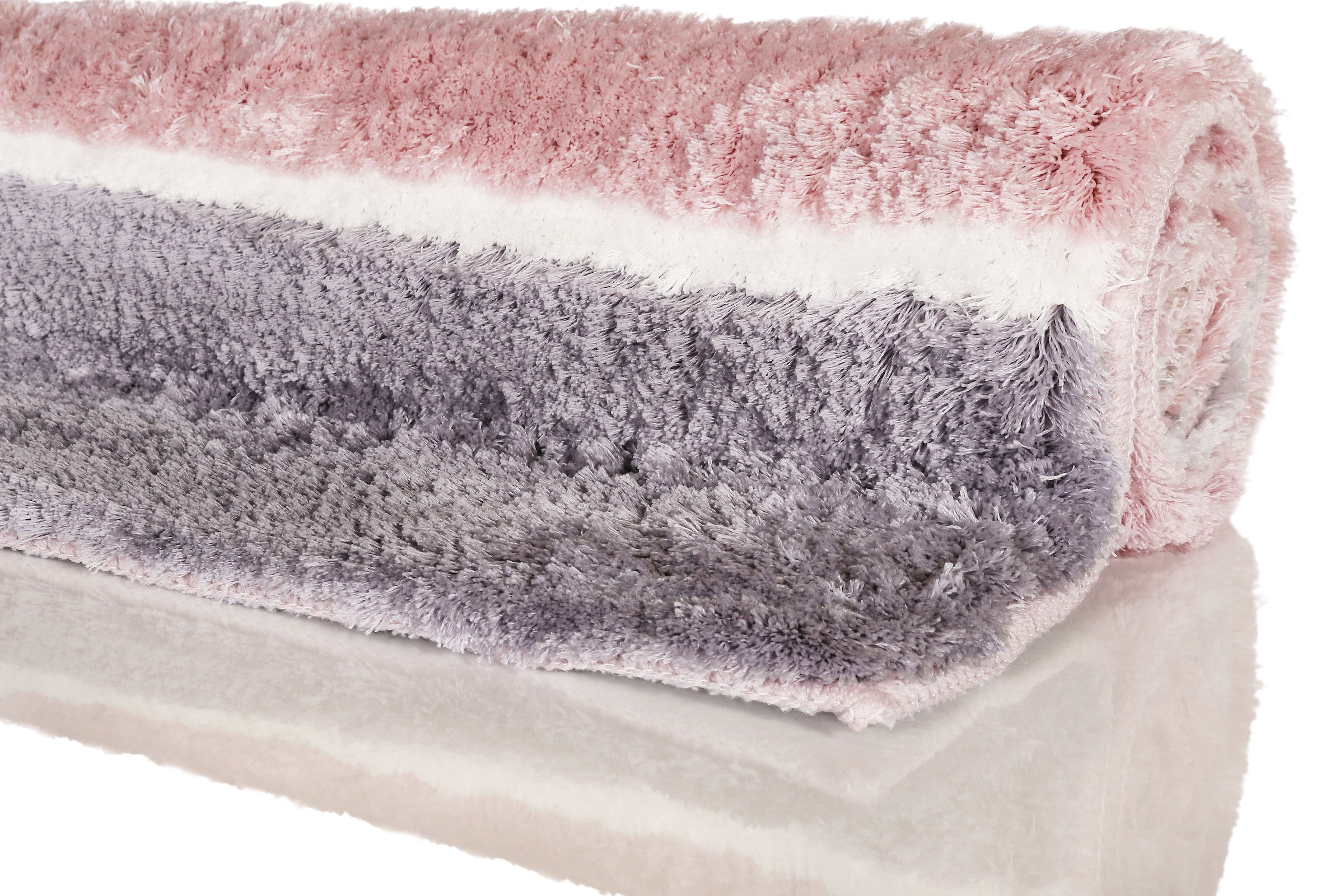 Homie Living Badematte »Rio Marina« Höhe 30 mm rutschhemmend beschichtet fussbodenheizungsgeeignet | schnell trocknend flauschiger Badteppich, modern gestreift, waschbar, Badezimmerteppich