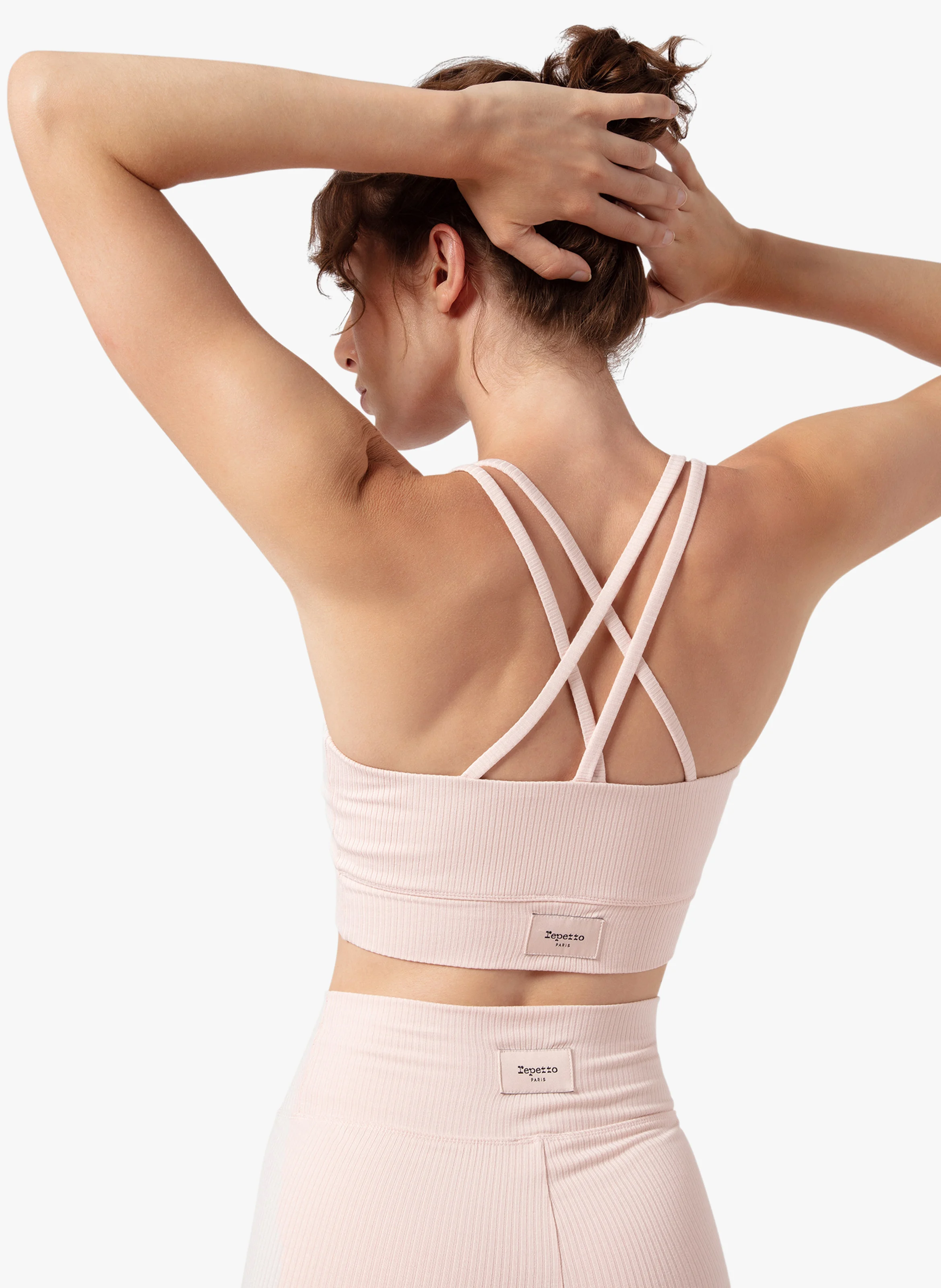 Legging taille haute côtelé | Rose