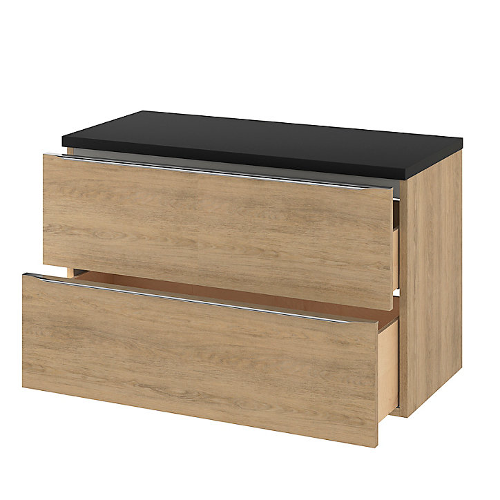 Plan de toilette L.100,5 x l.45,5 cm coloris noir mat, Cadelia, GoodHome