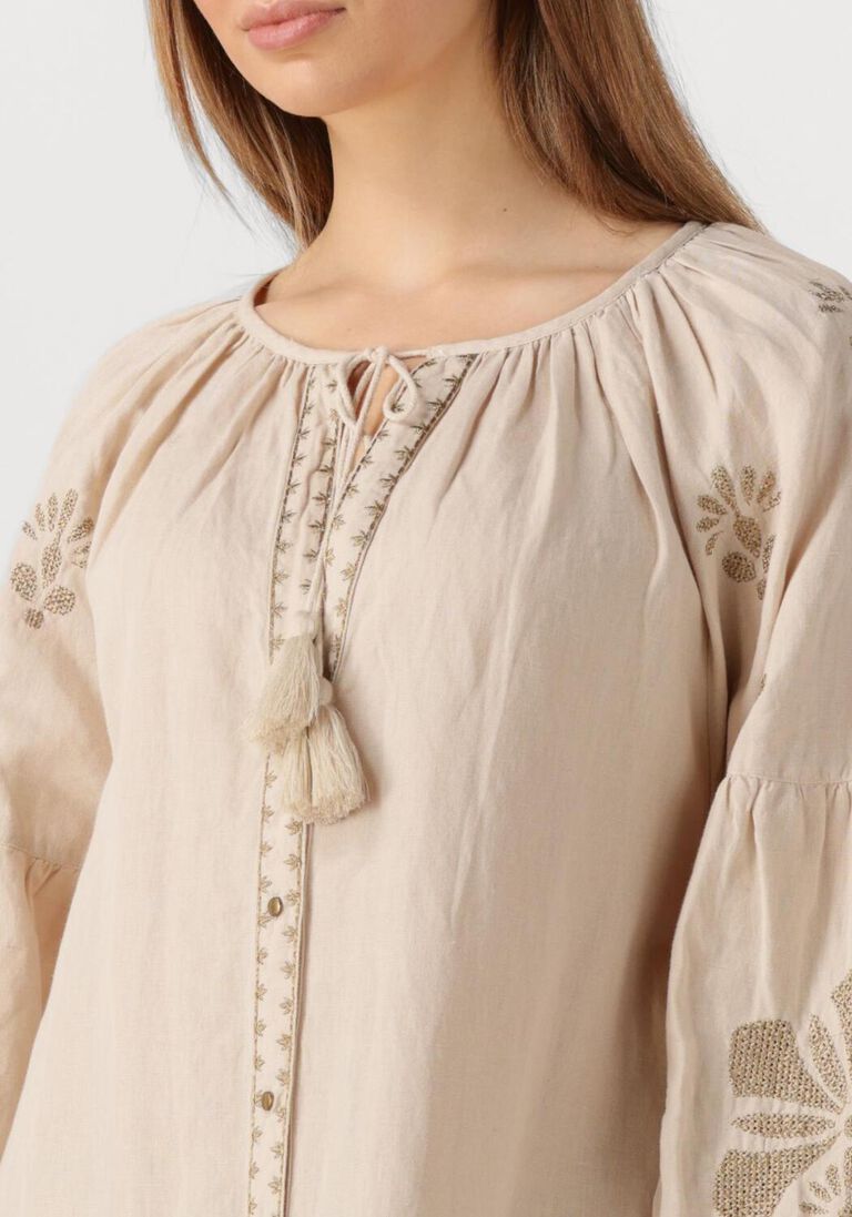 zand summum maxi jurk long dress linen heavy embroidery