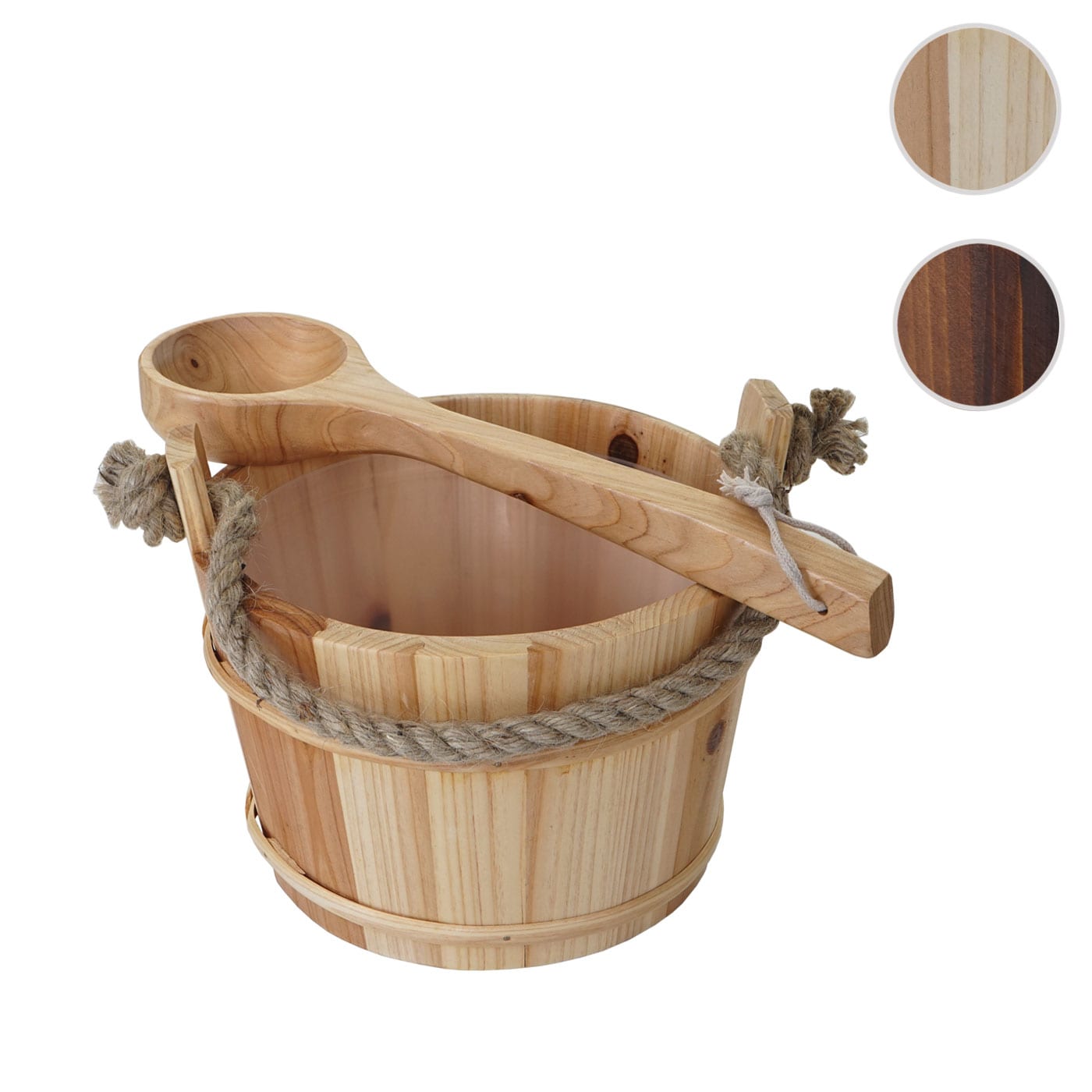 Saunakübel mit Einsatz MCW-B26, Saunazubehör Saunaeimer Saunakelle Aufguss, Kiefernholz 3,5 L