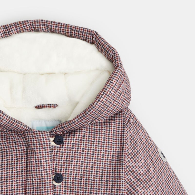 Manteau de ville capuche motif fantaisie bébé fille Gris ou noir