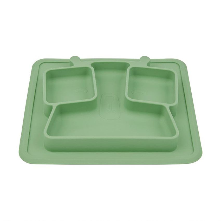 Assiette avec compartiments anti-dérapante - Vert - Ecru