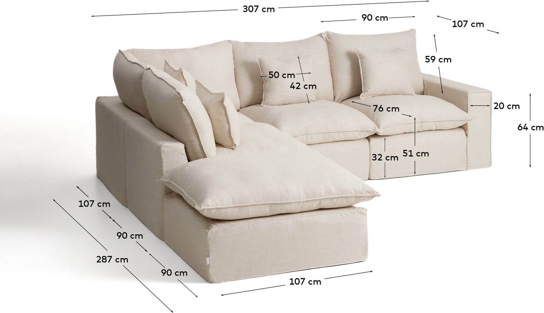 Kave Home Anarela Beige Hoekbank