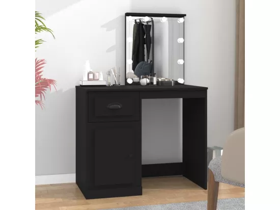 Coiffeuse avec LED noir 90x50x132,5 cm bois d'ingénierie