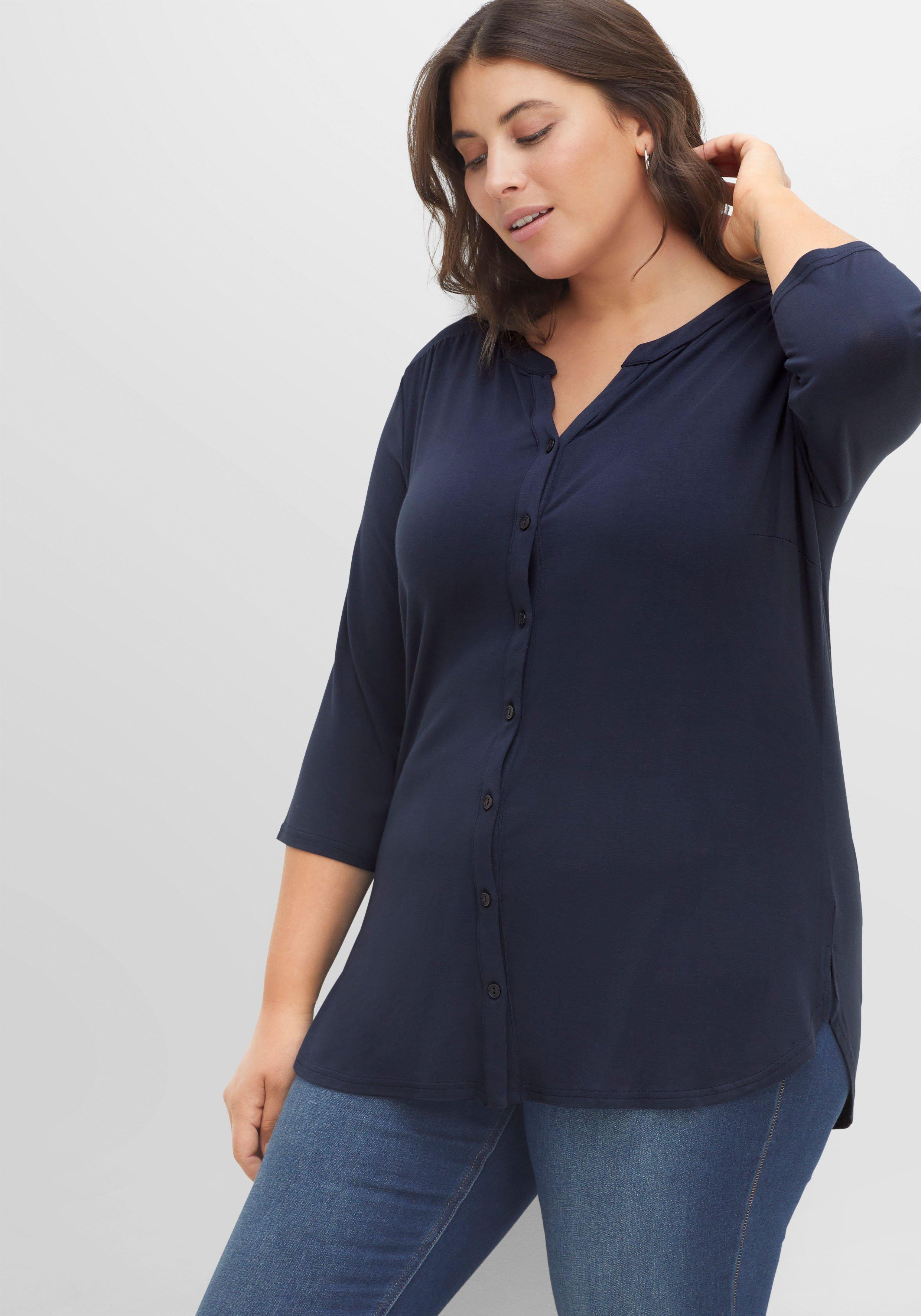 Shirtbluse mit 3/4-Arm und Kräuseldetails