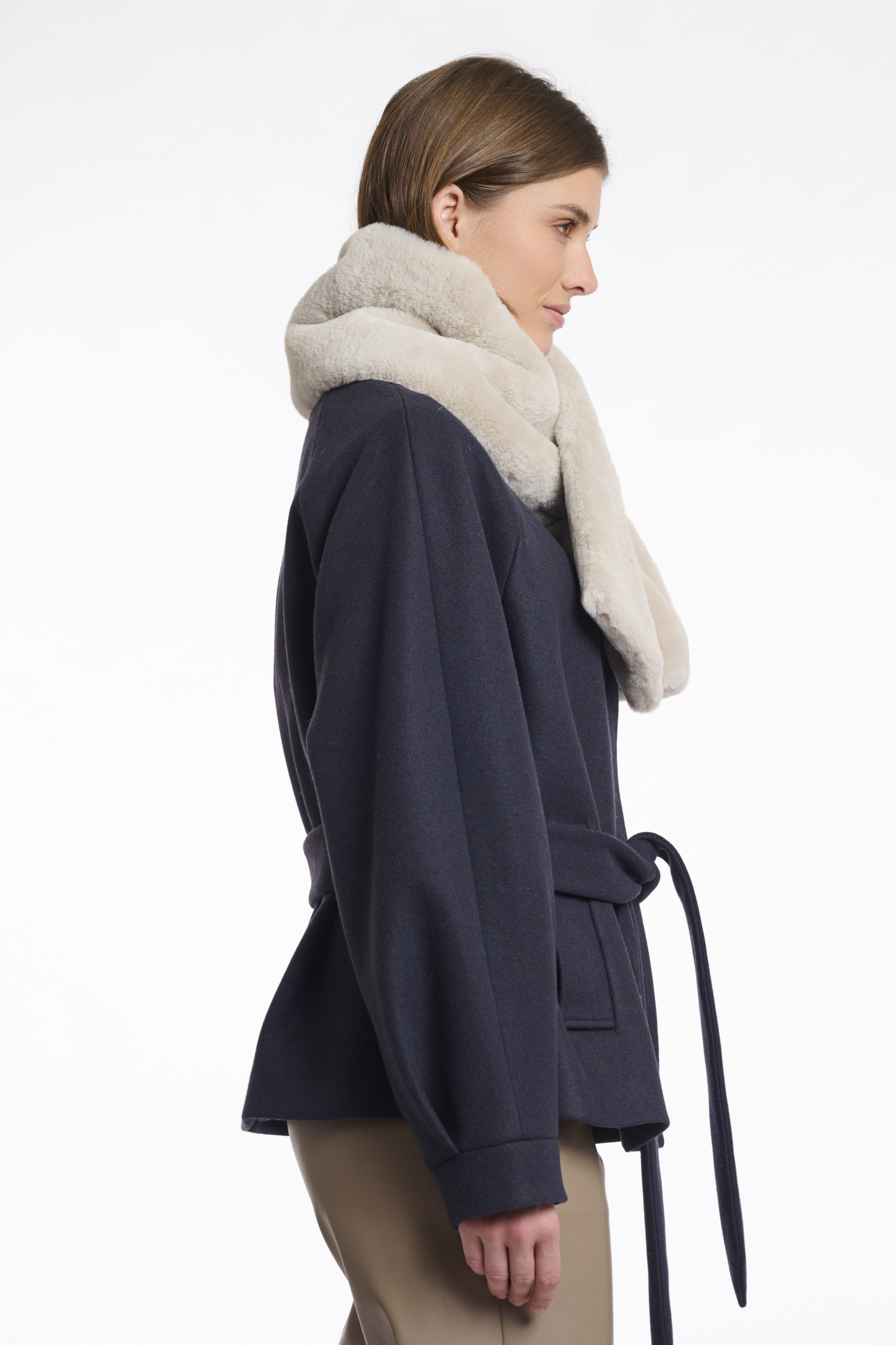 Rino & Pelle - Stip Faux Fur Scarf - Birch