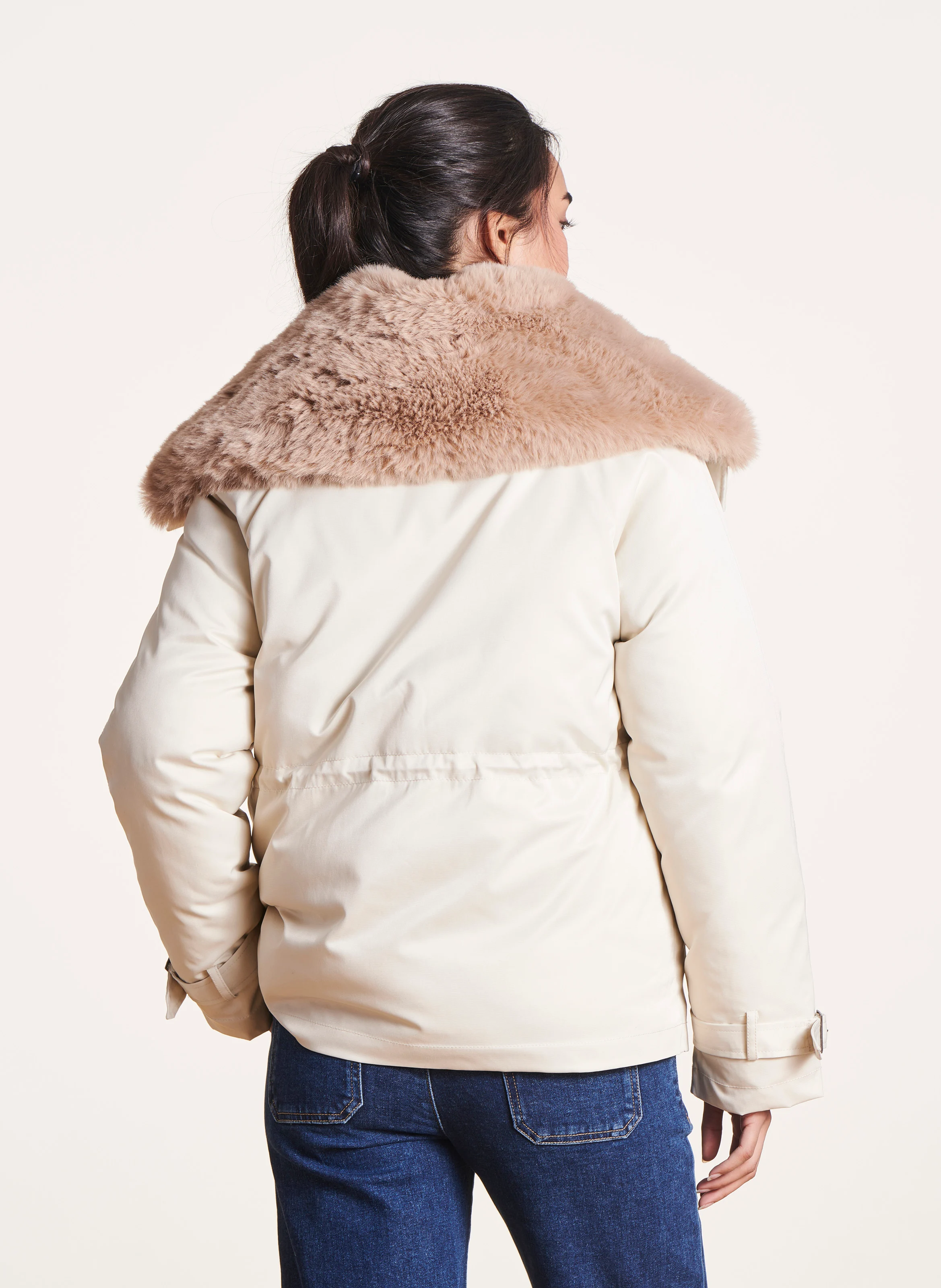 Parka courte à col généreux | Blanc