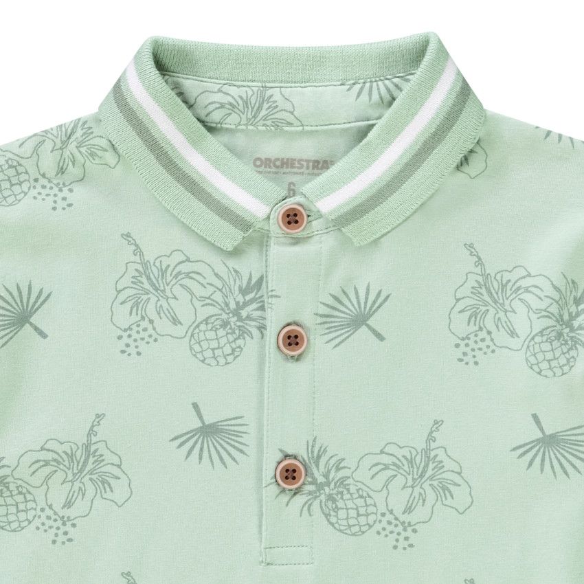 Polo manches courtes en jersey avec imprimé pour garçon - Vert
