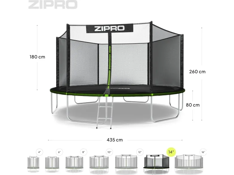Zipro havetrampolin Jump Pro med 14FT 435cm udendørs net   skosæk GRATIS!