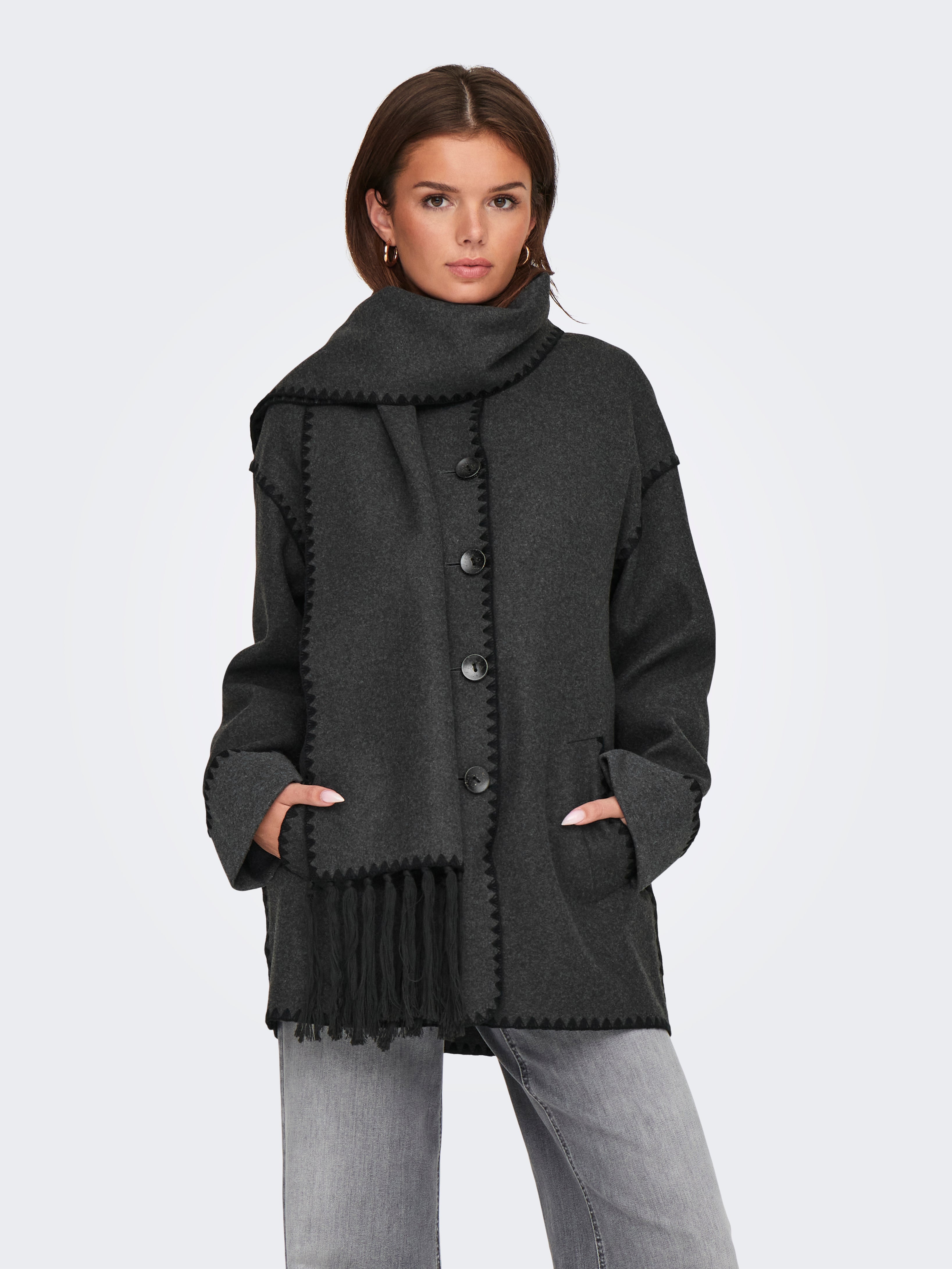 ONLELBA Mantel Dark Grey Melange