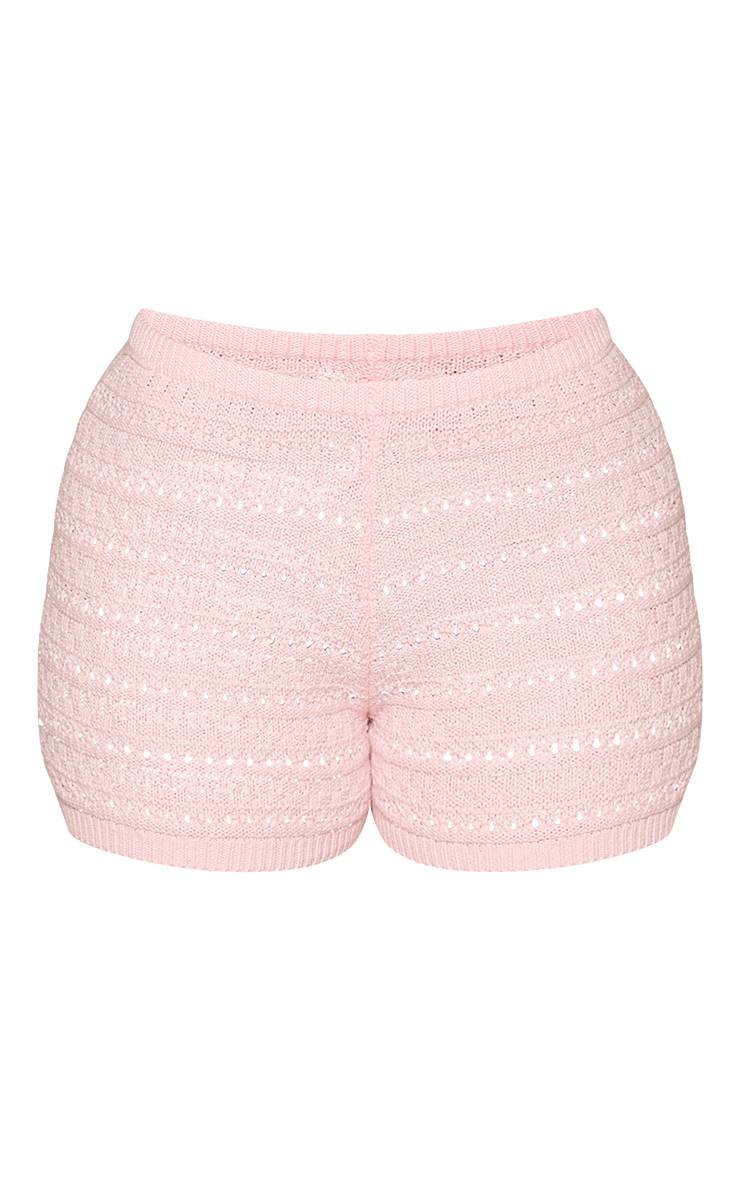 Rose Bébé Short Mini En Maille Côtelée Petite