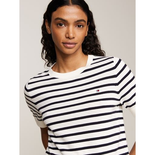 Tommy Hilfiger Jersey Stitch Striktrøje, Ivory Petal/Desert Sky, S