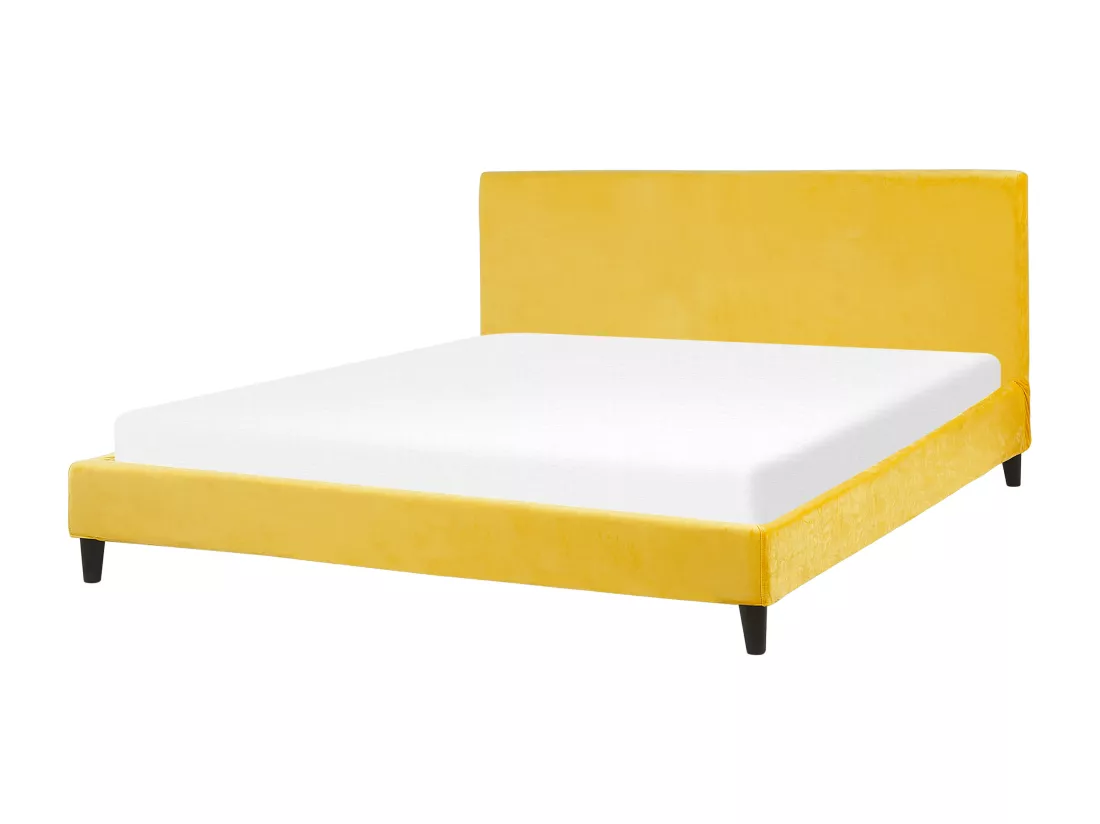 Revêtement de cadre de lit Velours FITOU 180 x 200 cm Jaune