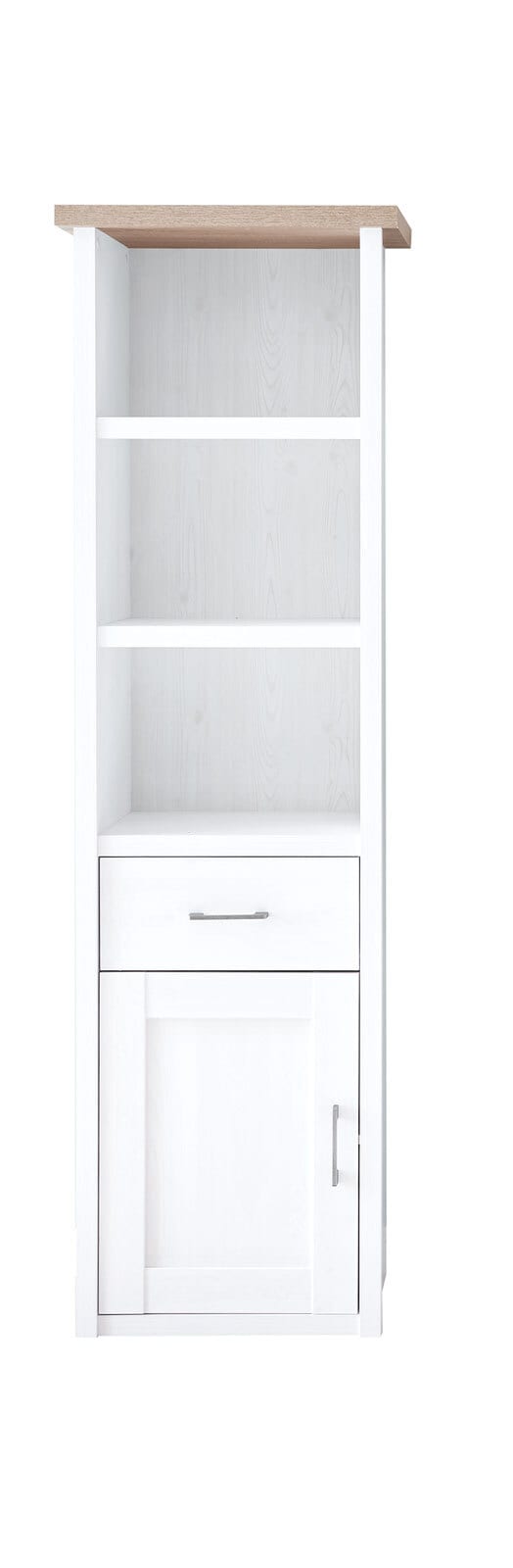 Standregal Luca Pinie-Optik Weiß/Absetzung Trüffel 60 x 201 x 43 cm