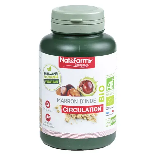 Cápsulas Vegetais de Castanha-da-Índia Orgânica Nat & Form - 200 unidades