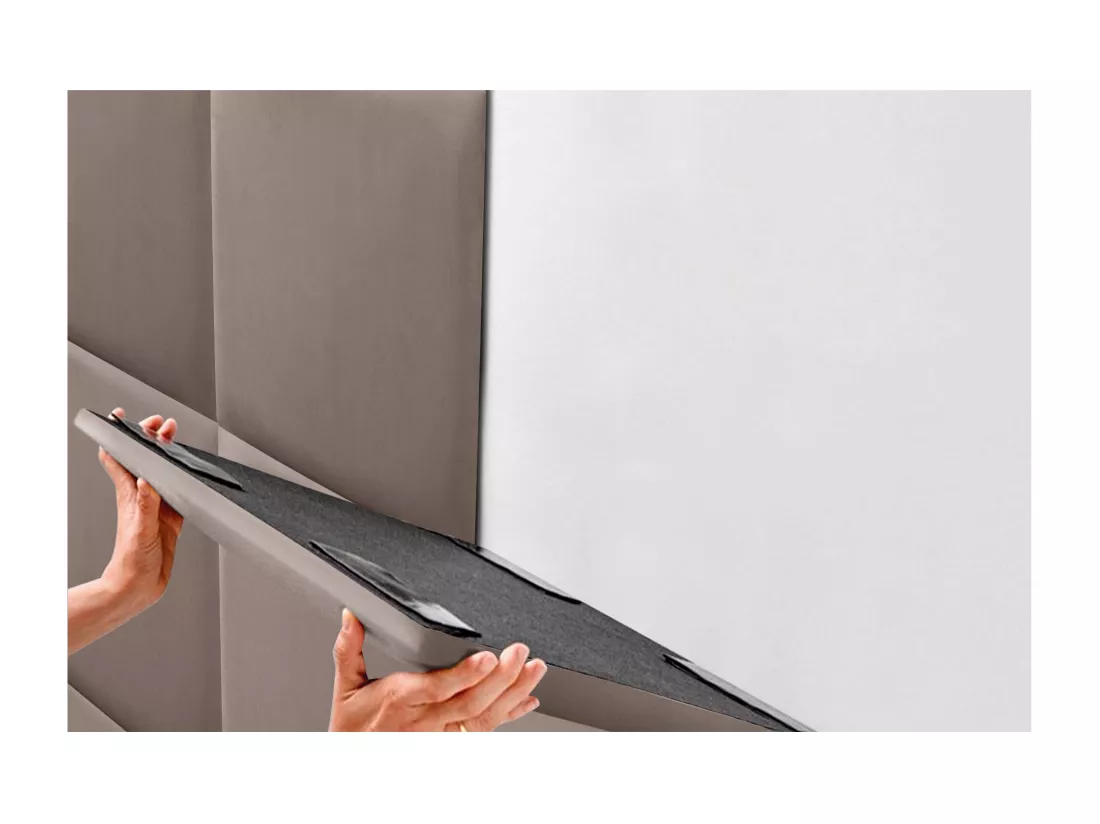 DHOME Tête delit Tapissée en velours de qualité supérieure composée de panneaux autocollants interchangeables pour chambre (marron, 160 cm)