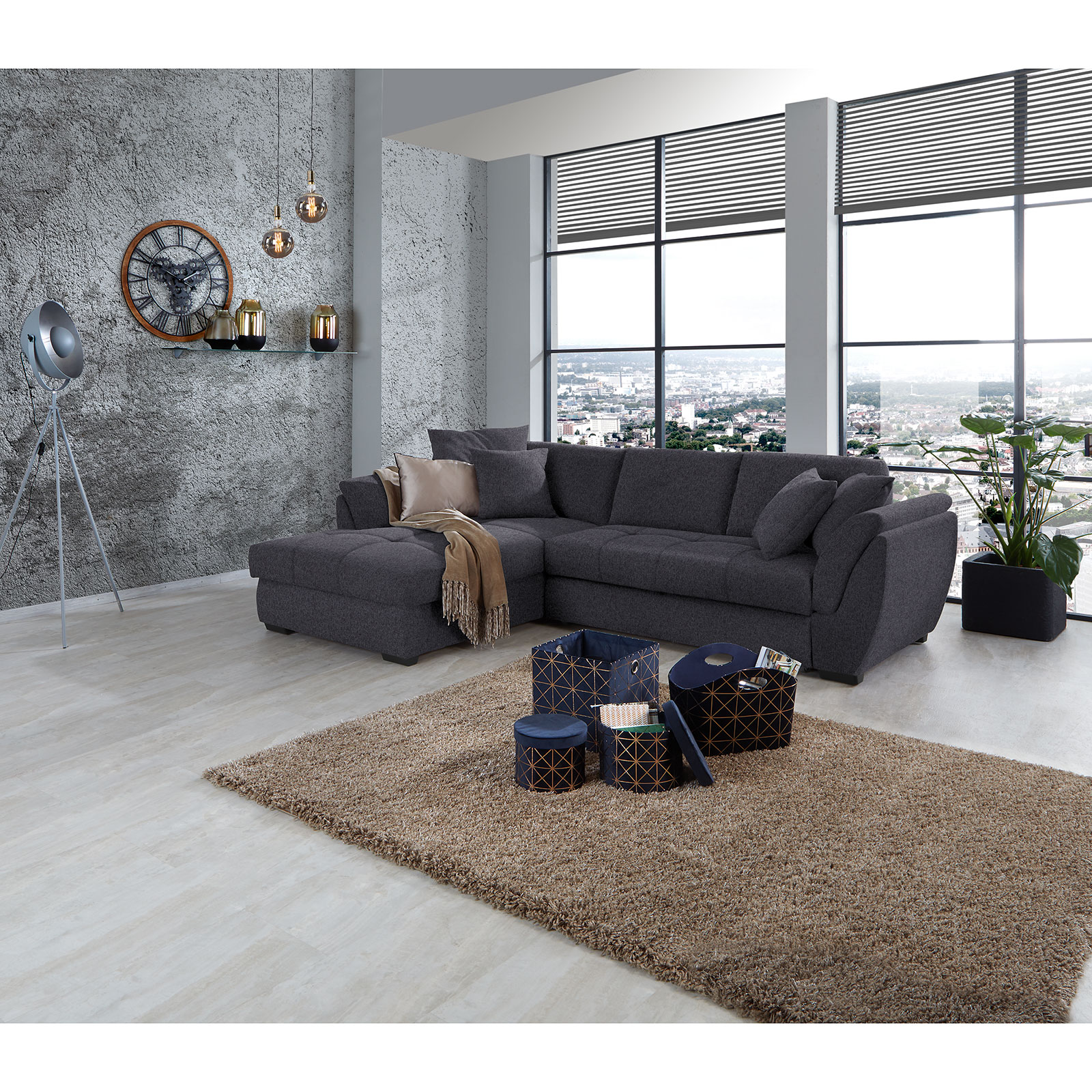Ecksofa - graphit - Liegefunktion - Recamiere links