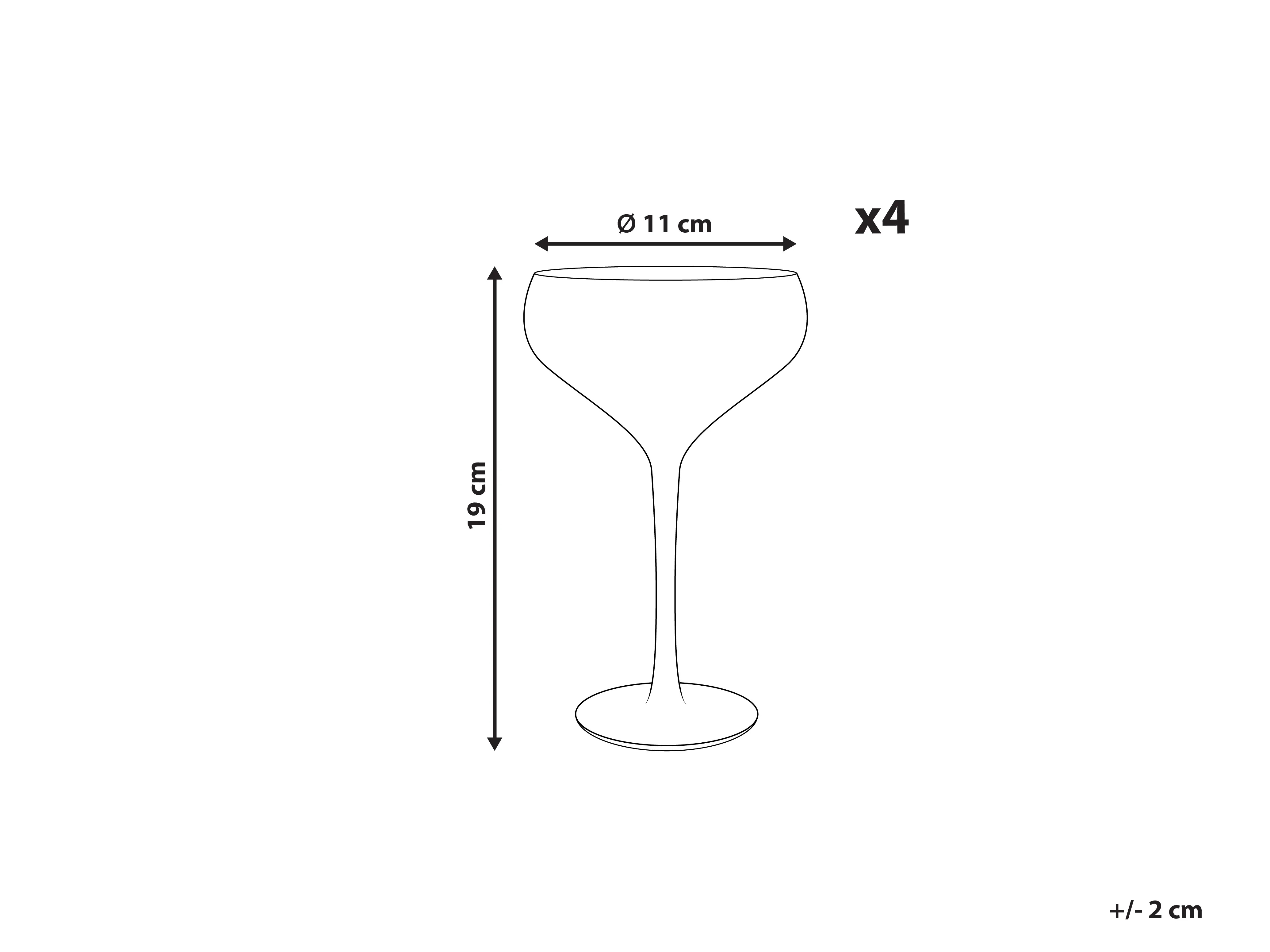 Set van 4 champagne coupes MORGANITE 300 ml Transparant