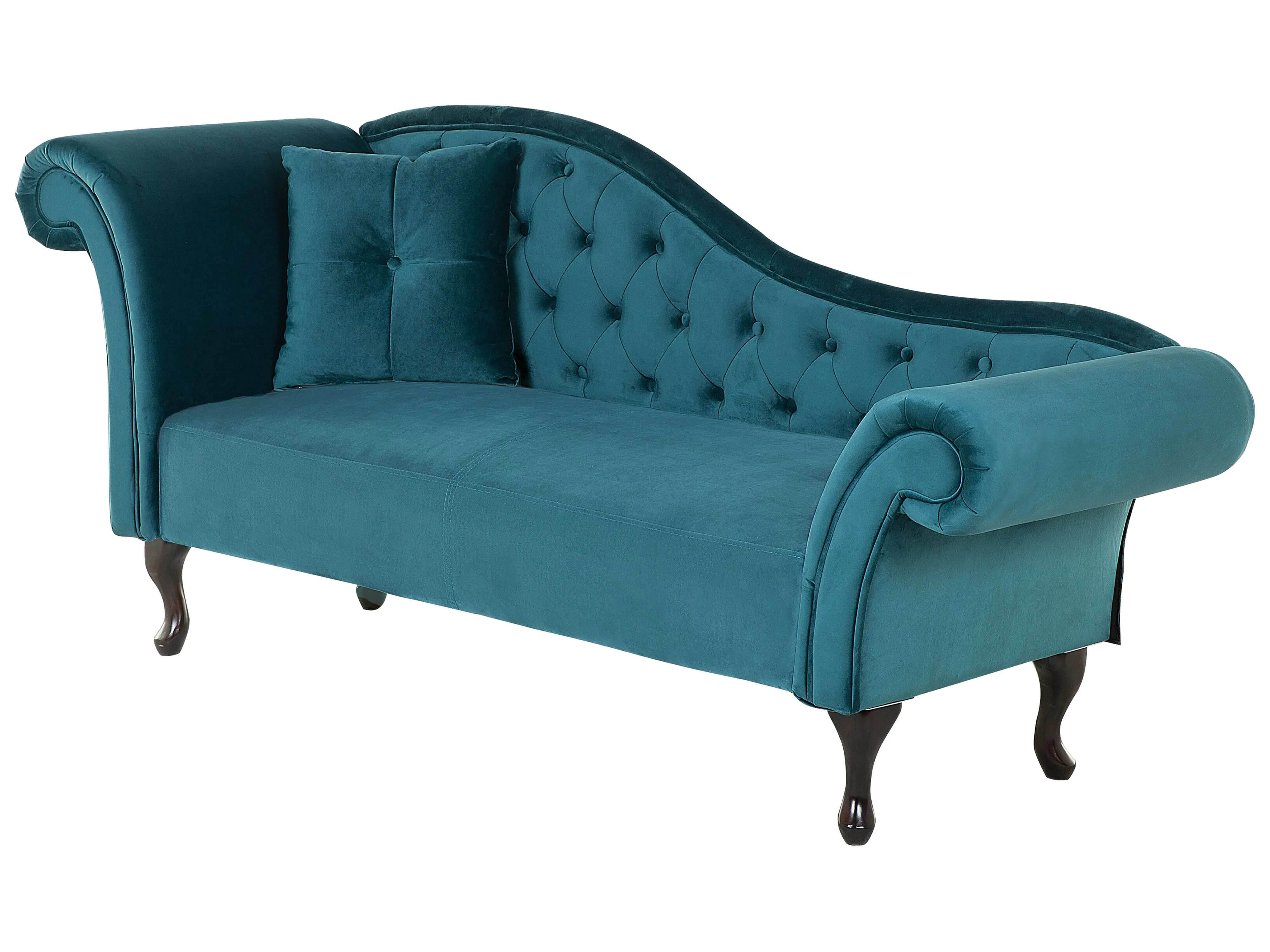 Linkszijdige chaise longue LATTES Fluweel Groenblauw